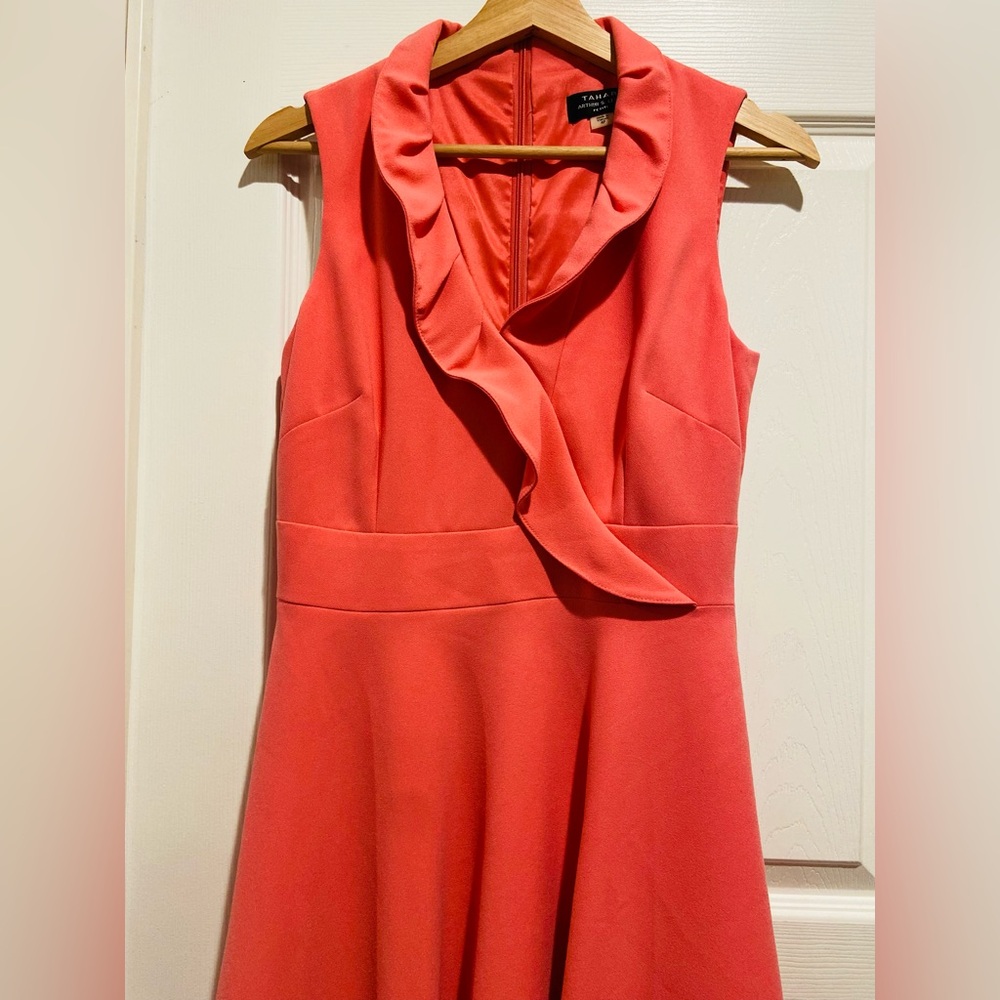 Tahari Coral Ruffle-Front Sleeveless Dress
